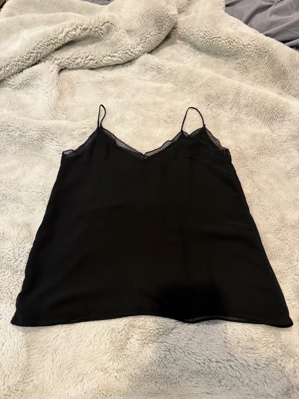Zara Black Lace-Trim Spaghetti Strap Camisole